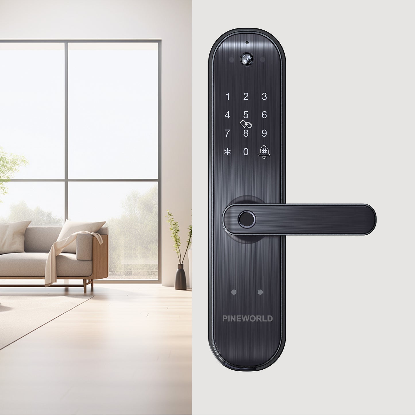 PINEWORLD Security Smart Lock E202v, Fingerprint Keyless Entry Door Lock