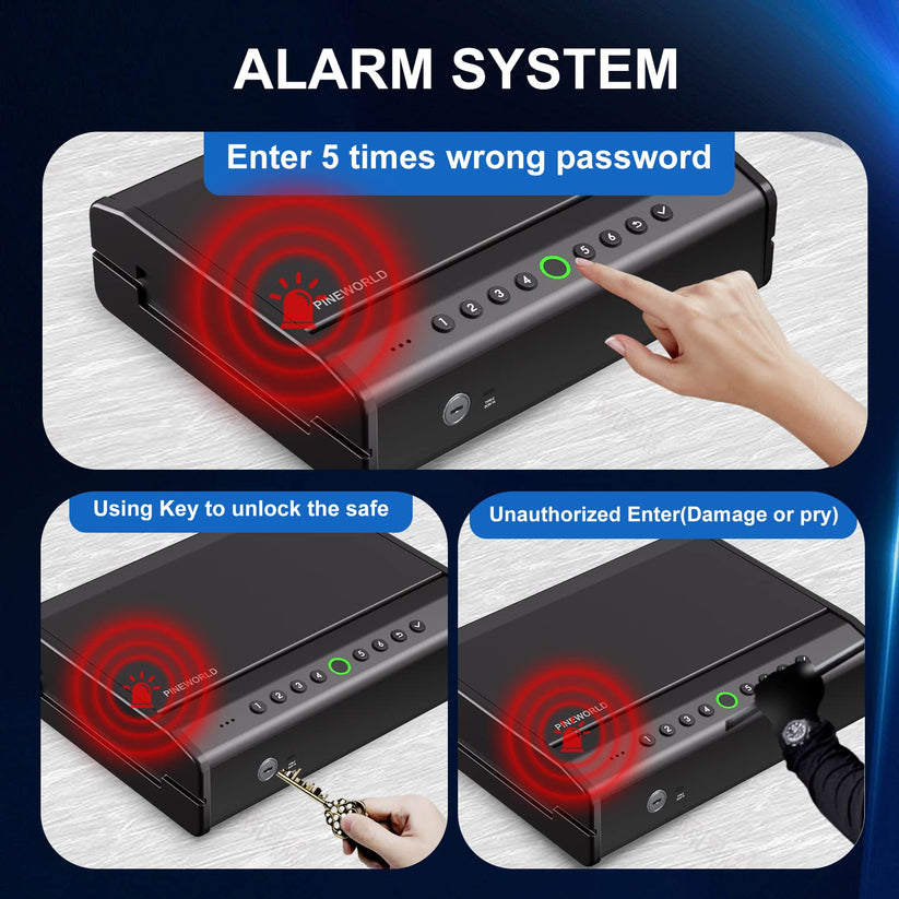 PINEWORLD Biometric Gun Safe K6, Pistols Safe For Handguns, 3 Ways Qui