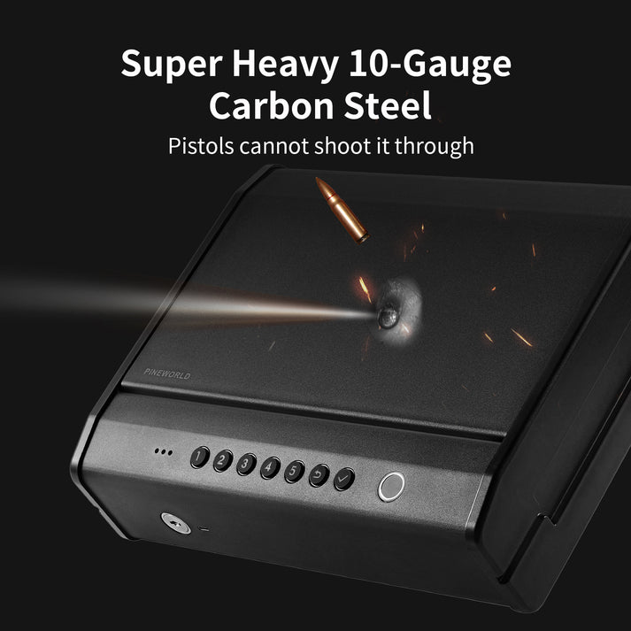 PINEWORLD Gun Safe for 2 Pistols Super Fingerprint Technology