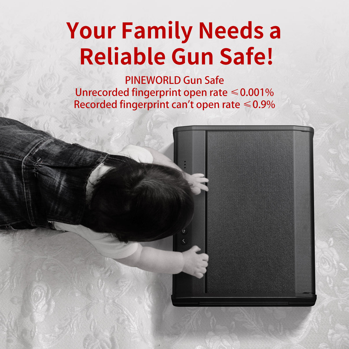 PINEWORLD Gun Safe for 2 Pistols Super Fingerprint Technology